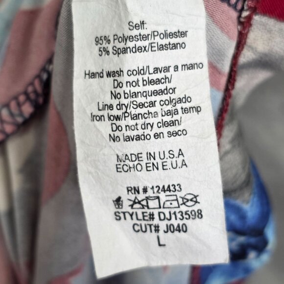 Womens Filly Flair Red Floral Maxi Dress Tie Waist 3/4 Sleeve Polyester Size L - Picture 6 of 10